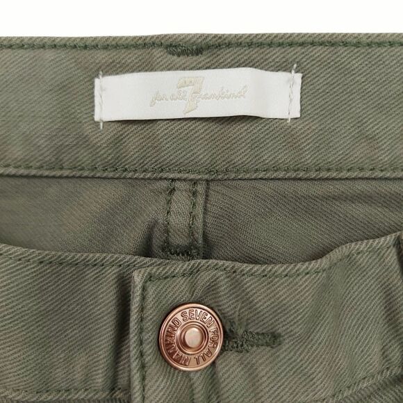 7 For All Mankind Jeans Womens 29 Green Slim Straight Stretch High Rise Denim - Picture 8 of 11